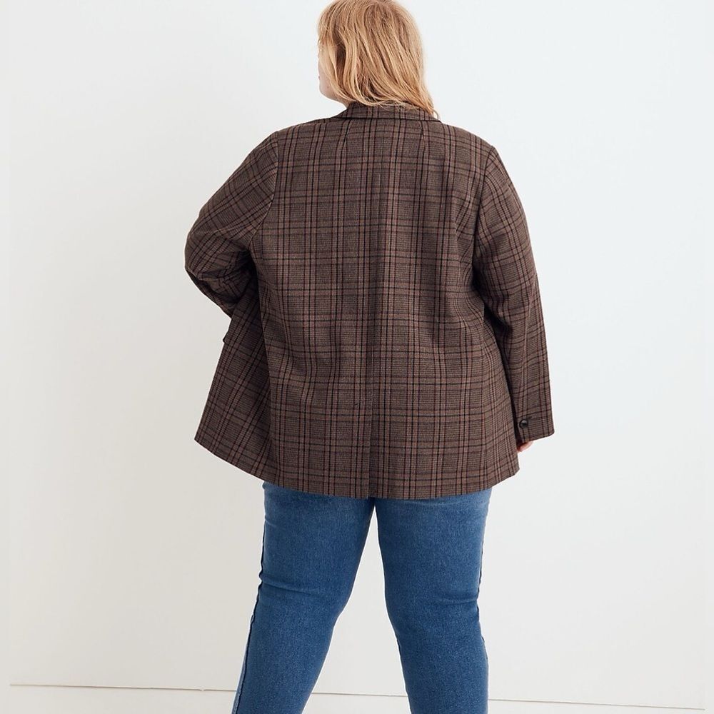 Madewell Women Plus Size Brown Plaid Blazer - 3X - NWT - Picture 3 of 10